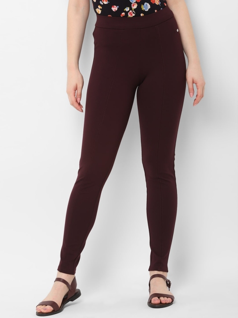 

Allen Solly Woman Women Maroon Regular Fit Solid Treggings