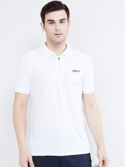 

max Men White Solid Polo Collar T-shirt