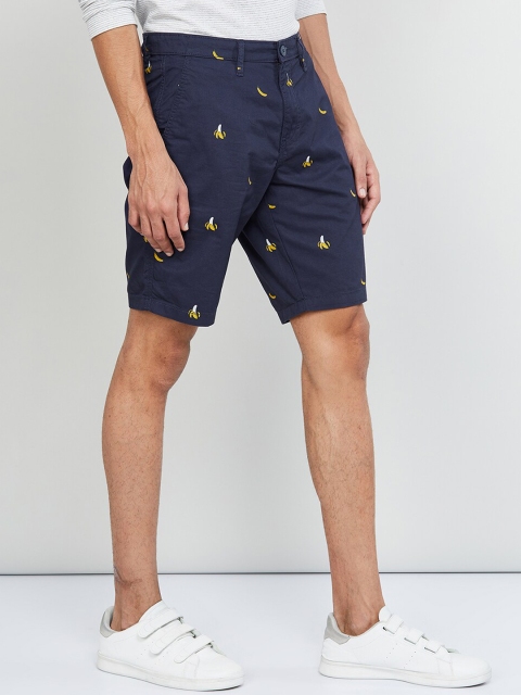 

max Men Blue Printed Regular Fit Regular Shorts