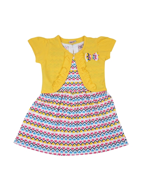 

POMY & JINNY Girls Multicoloured Printed Fit and Flare Dress With Jacket, Multi