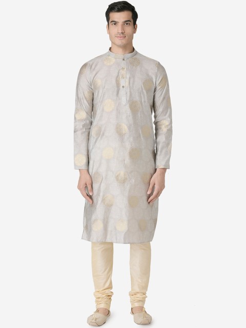 

TABARD Men Grey Woven Design Straight Kurta