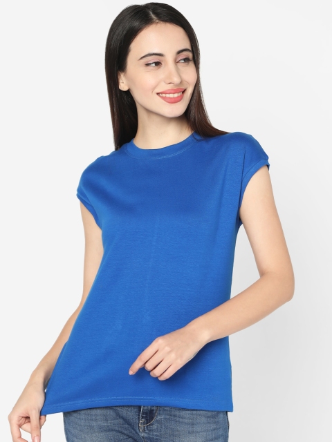 

Deal Jeans Women Blue Solid Round Neck T-shirt