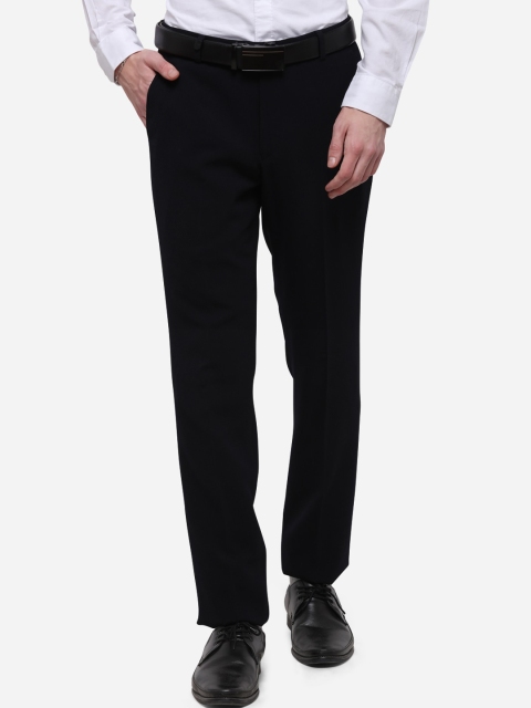 

JB STUDIO Men Navy Blue Slim Fit Solid Formal Trousers
