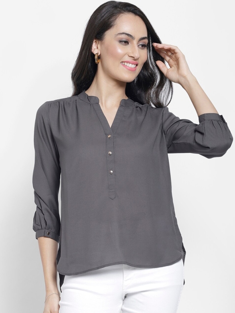 

NIXX Women Grey Solid Shirt Style Top