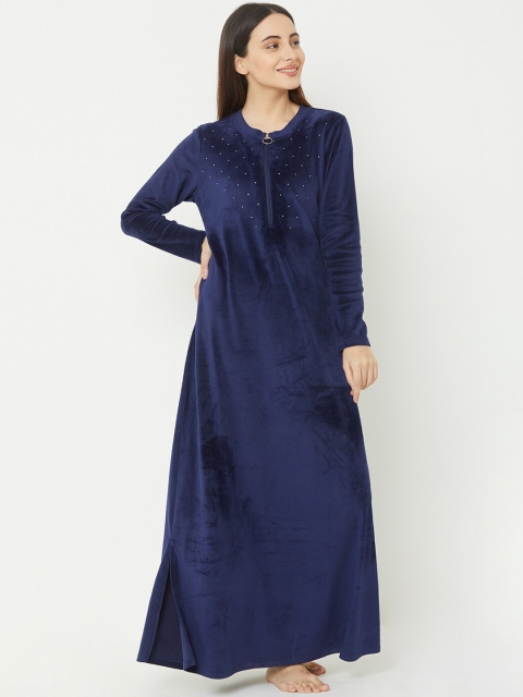 

Sweet Dreams Navy Blue Printed Nightdress