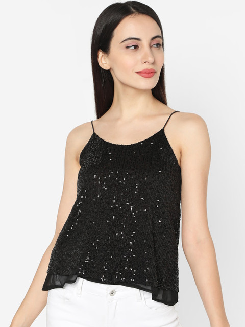 

Deal Jeans Women Black Embellished Top
