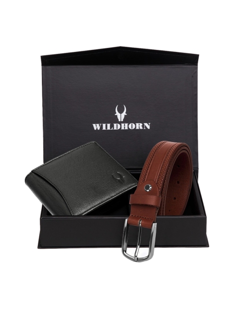 

WildHorn Men Black & Brown RFID Protected Genuine Leather Accessory Gift Set