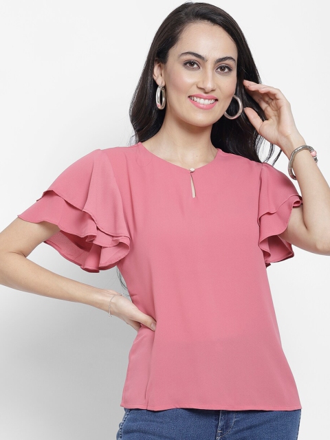 

NIXX Women Coral Pink Solid Top