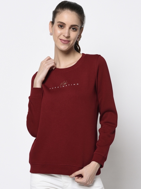

METTLE Women Maroon Solid Sweatshirt