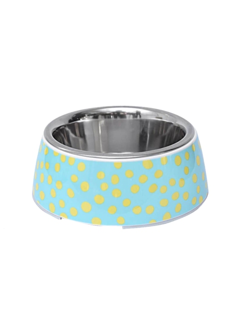 

Heads Up For Tails Blue & Yellow Polka Dots Print Round Anti Skid Dog Bowl