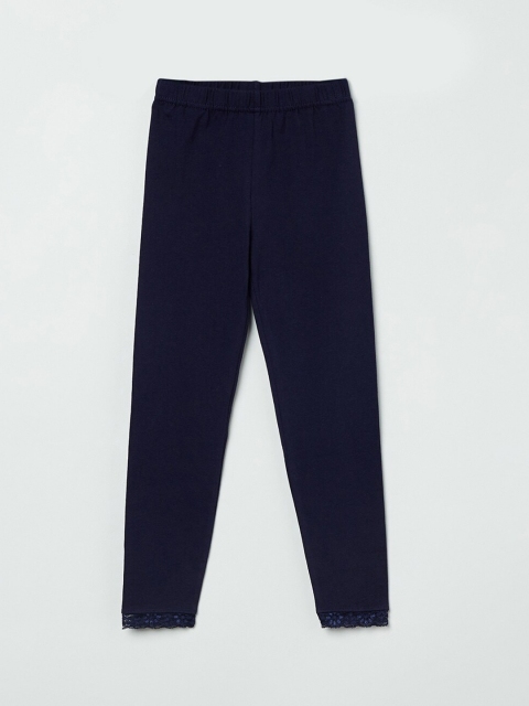 

max Girls Blue Solid Ankle-Length Leggings