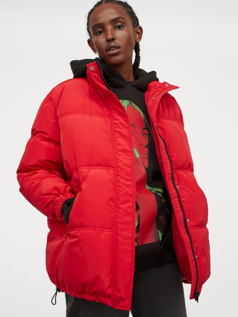 

H&M Women Red Solid Oversized Jacket