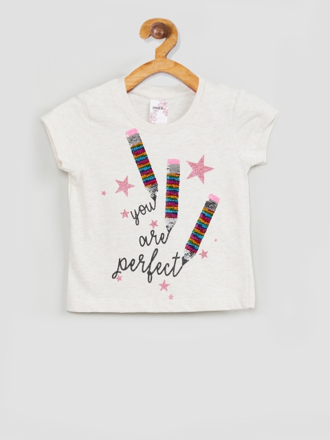 

max Girls Beige Printed Top