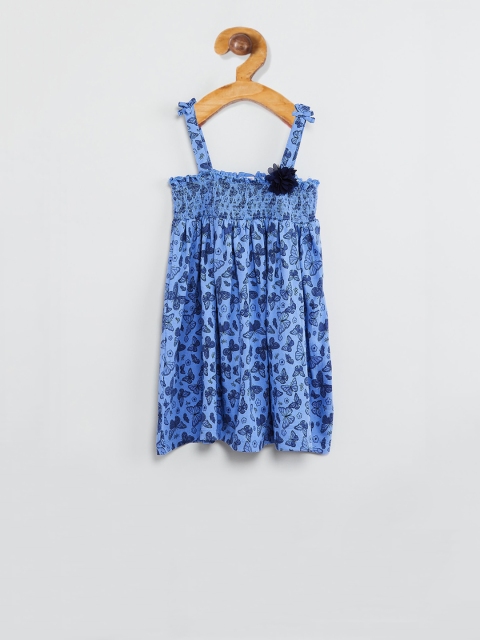 

max Girls Blue Printed A-Line Dress