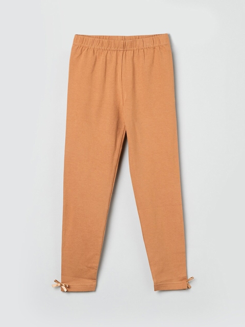 

max Girls Beige Solid Ankle-Length Leggings