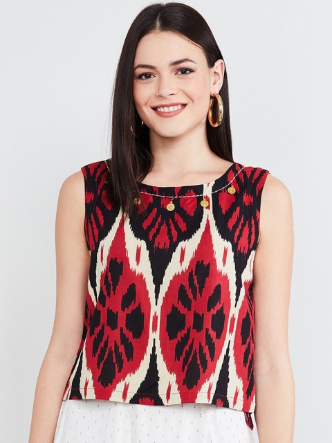 

max Women Red & Black Printed Top