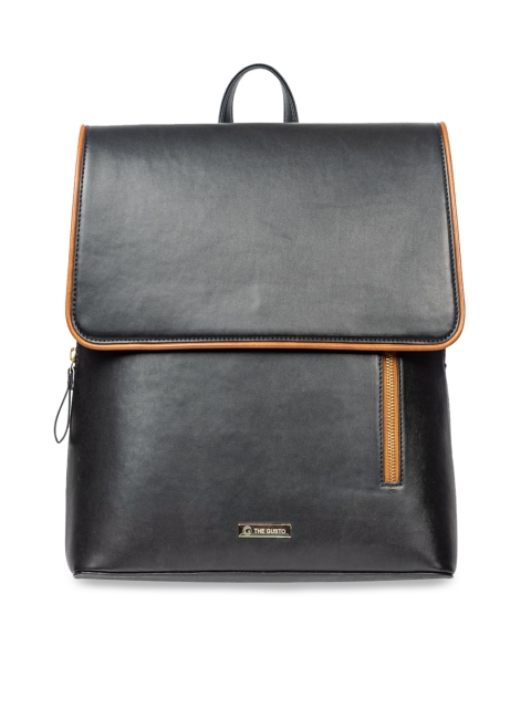 

THE GUSTO Black Solid Tote Bag