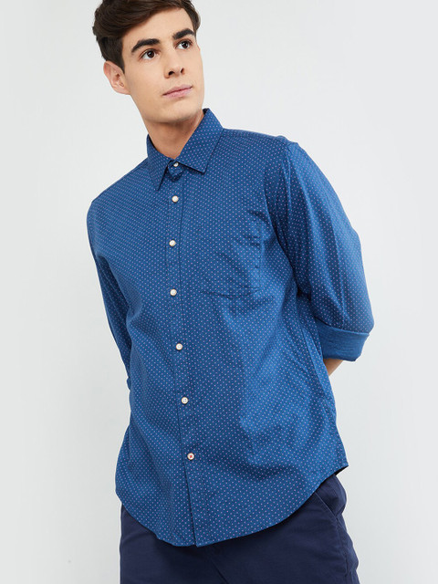 

max Men Blue Regular Fit Printed Casual Shirt
