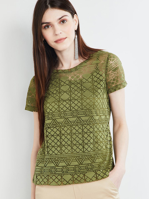 

max Women Green Self Design Top