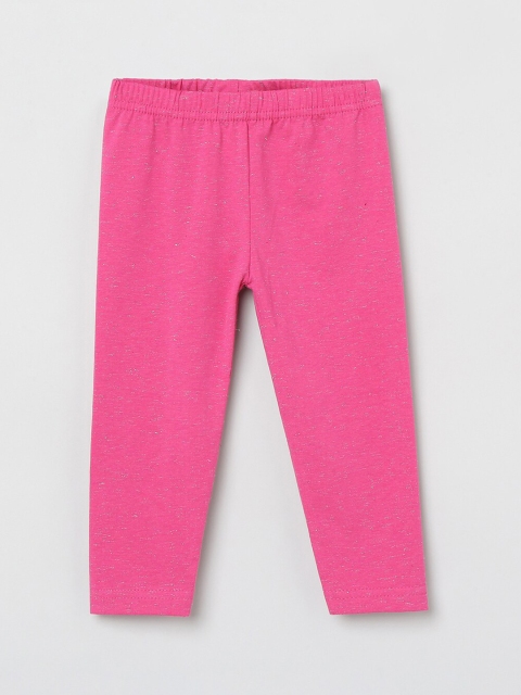 

max Girls Fuchsia Solid Ankle-Length Leggings