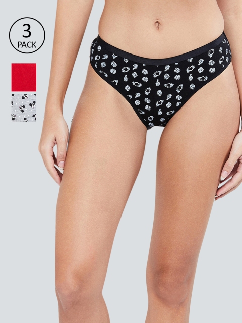 

max Women Pack Of 3 Printed Hipster Briefs WIN19LH07, Grey