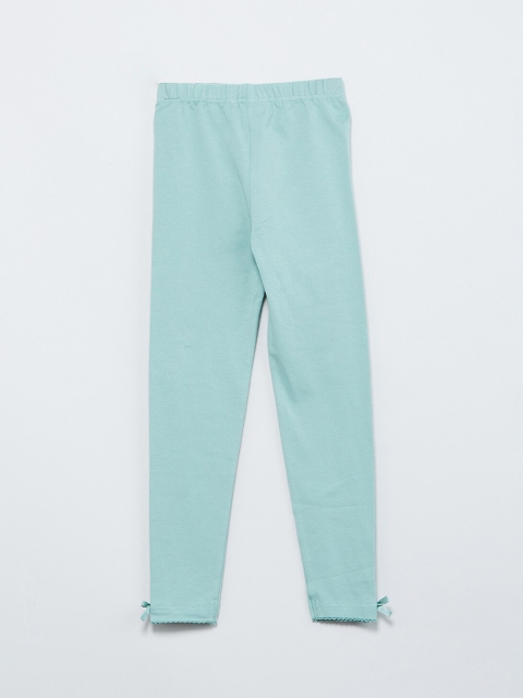 

max Girls Sea Green Solid Ankle-Length Leggings