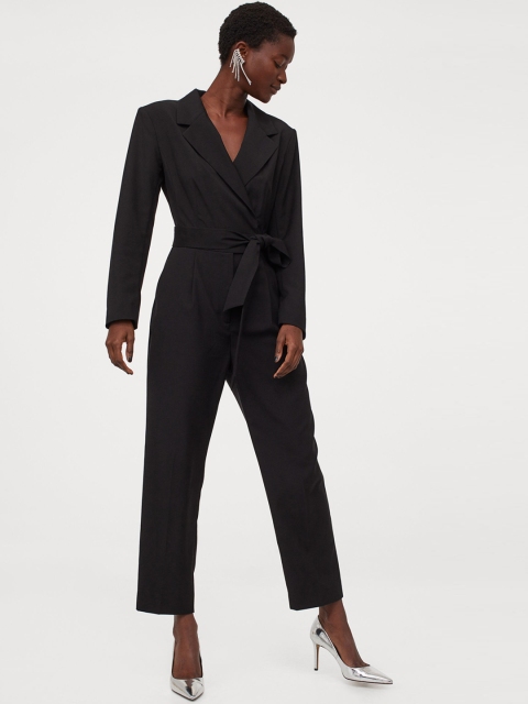 

H&M Women Black Tuxedo Jumpsuit
