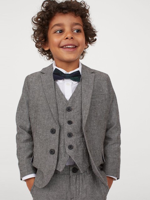 

H&M Boys Grey Solid Elbow-Patch Cotton Jacket