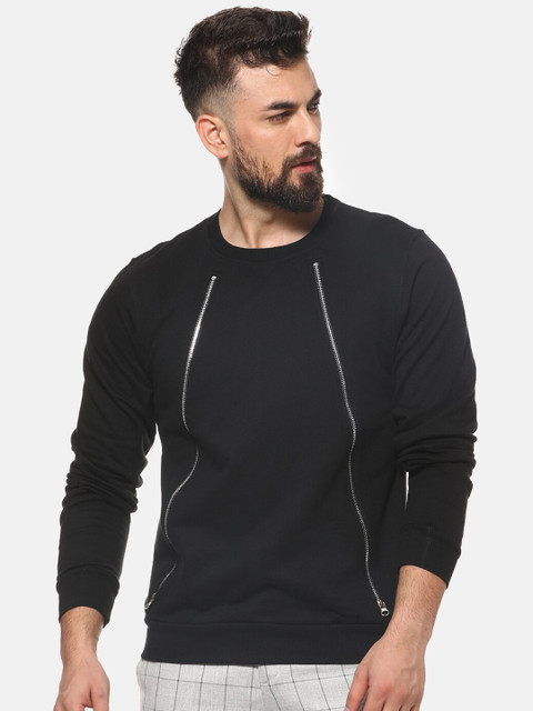 

Campus Sutra Men Black Solid Sweatshirt