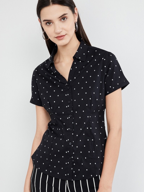 

max Women Black Regular Fit Printed Casual Shirt