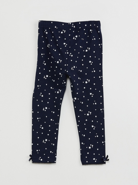 

max Girls Blue & White Printed Leggings, Navy blue