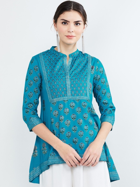 

max Women Blue Printed Tunic
