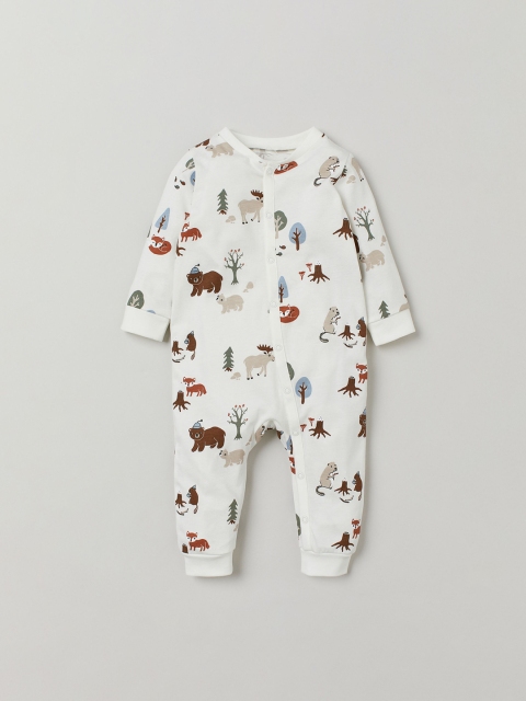 

H&M Kids White Printed Cotton Jersey Rompers