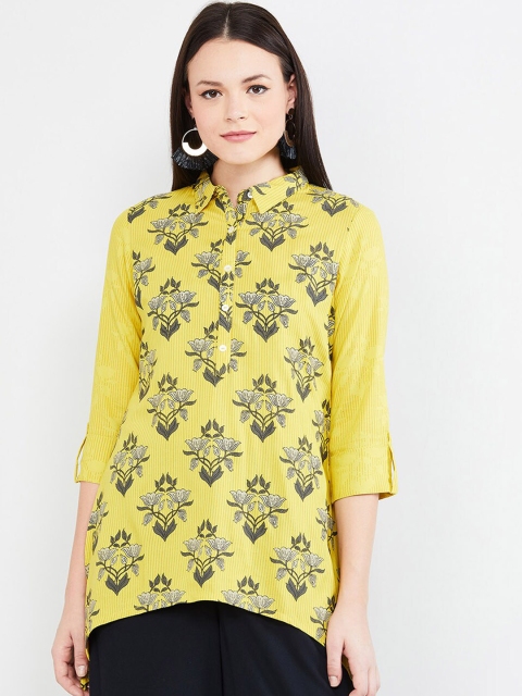 

max Yellow Printed Asymmetric Tunic
