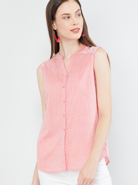

max Women Pink Embroidered Top
