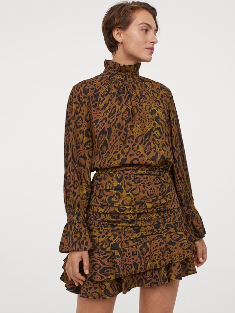 

H&M Brown Draped skirt, Multi