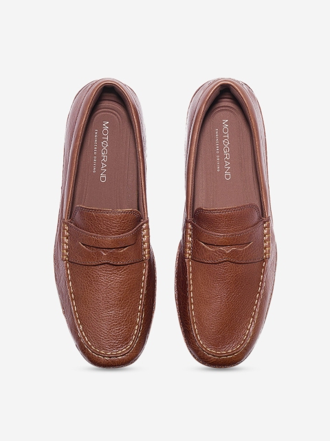 

Cole Haan Men Brown Textured Leather Loafers