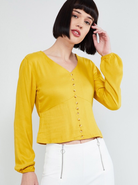 

max Women Yellow Solid Top