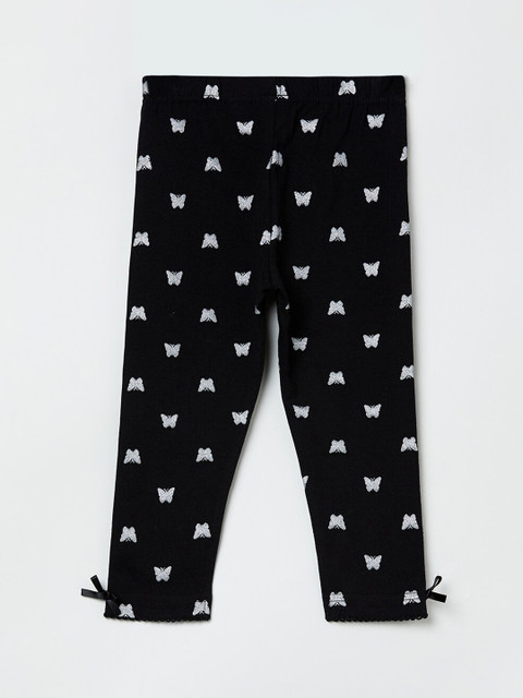 

max Girls Black & White Printed Ankle-Length Leggings