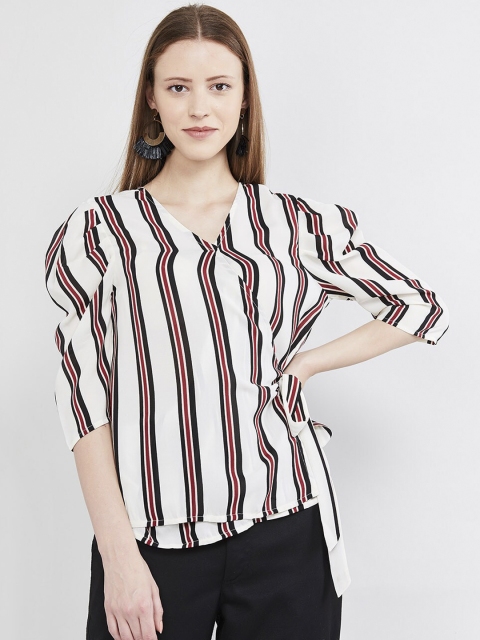 

max Women Off-White & Red Striped Top