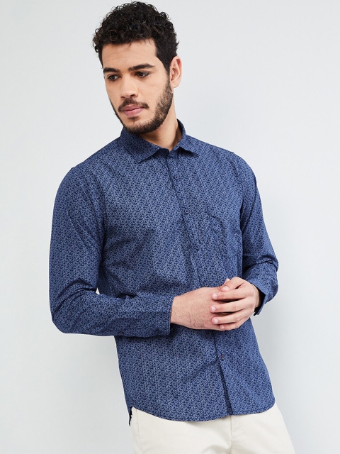 max Men Blue Regular Fit Printed Casual Shirt