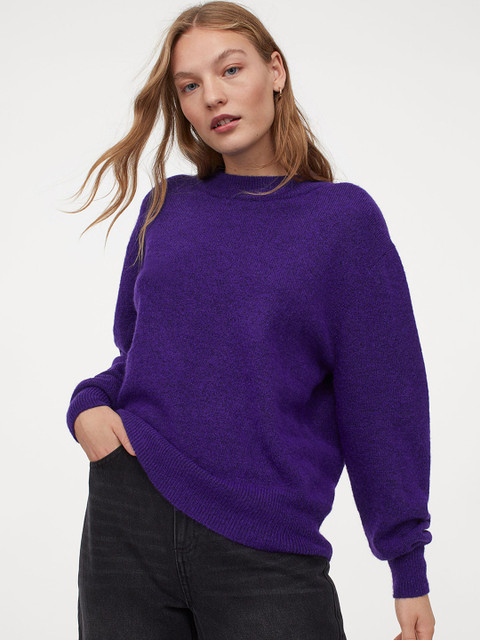 

H&M Women Violet Solid Fine-Knit Jumper
