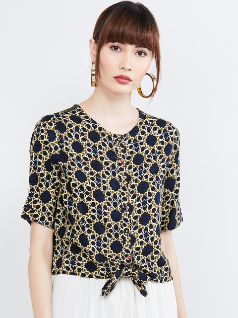 

max Women Olive Green Printed Top