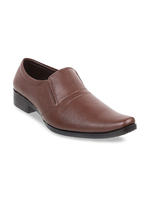 

WALKWAY Men Brown Solid Formal Slip-Ons
