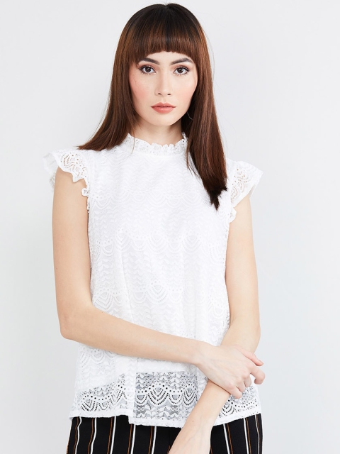 

max Women White Self Design Top