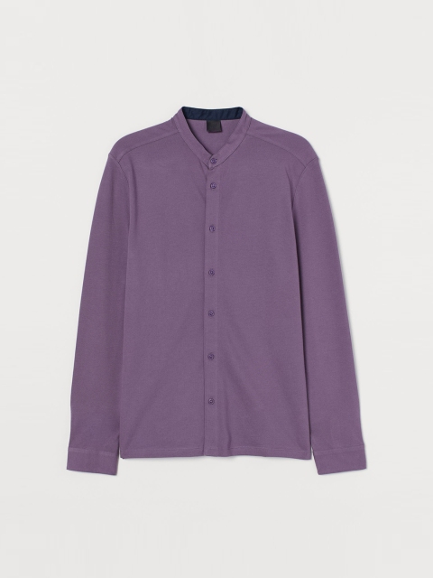 

H&M Men Purple Grandad Shirt Muscle Fit