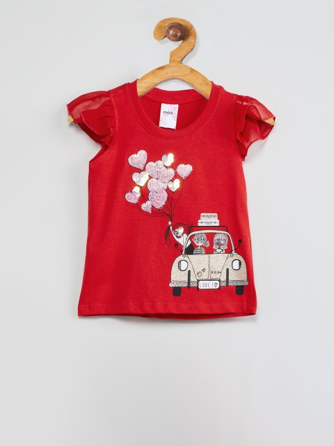 

max Girls Red Printed Top