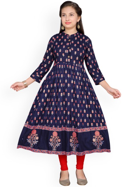 

Aarika Girls Navy Blue & Pink Printed Anarkali Kurta