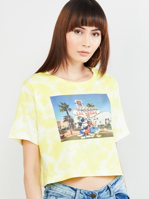 

max Women Yellow Printed Crop Top