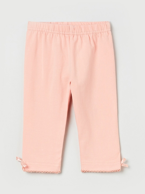 max Girls Pink Solid Ankle-Length Leggings